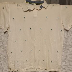 Tommy Hilfiger White Polo Shirt with Green Palm Embroidery